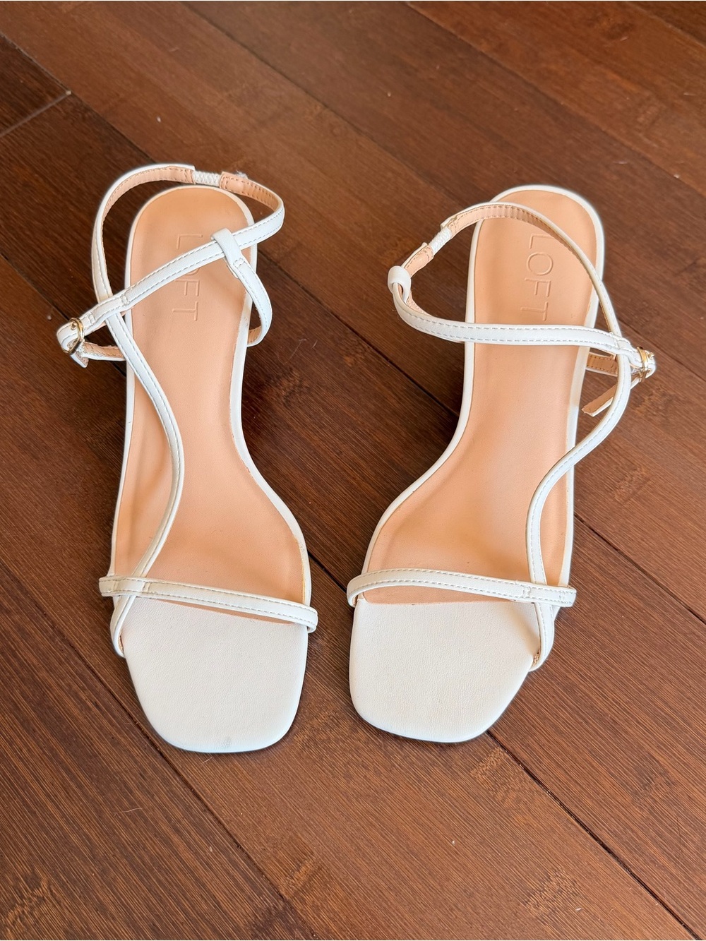 LOFT White Strappy T‑Bar Kitten Heel Sandals - Picture 2 of 6